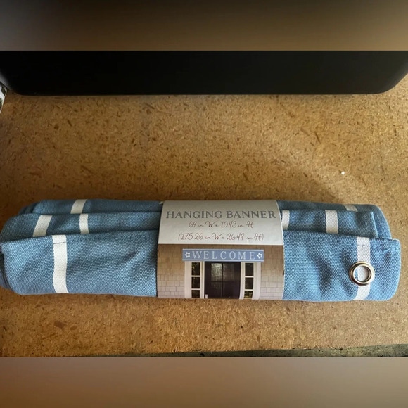 NWT Target Bullseye Playground Welcome Banner Canvas Hanging Light Blue - Picture 1 of 3